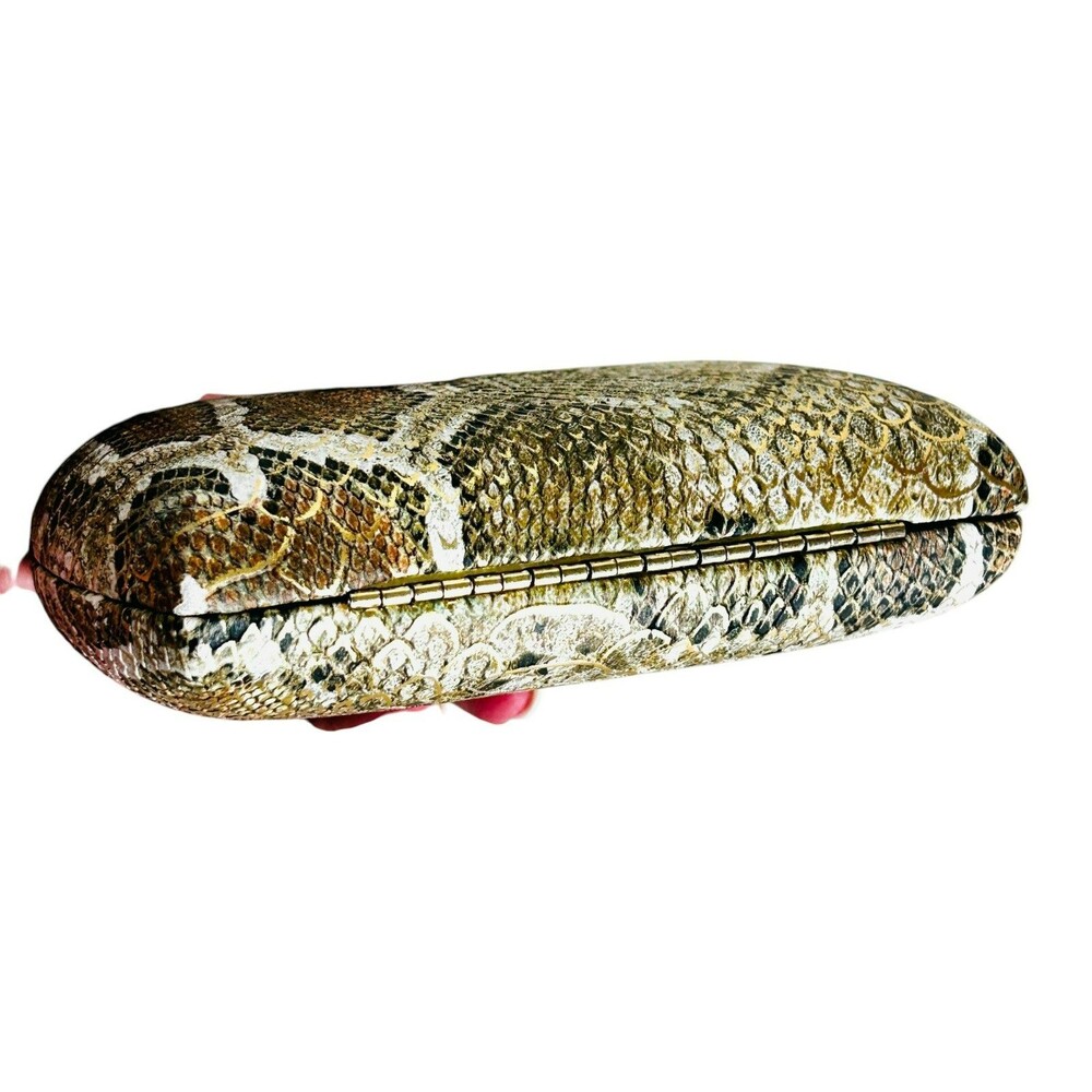 NEW Madison West CONVERTABLE Crossbody Bag Clutch Faux Snake Beige Black NWT - Picture 7 of 8